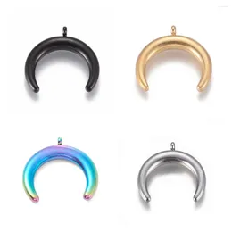 Anhänger Halsketten Pandahall 10pcs Crescent Moon Edelstahl Anhänger mit Loch Doppelhorn -Metallbrand für Halskettenarmbandschmuck