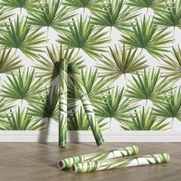Bakgrundsbilder Design Palm Peel och Stick Leaf Wallpaper Home Decoration Tropical Self Adhesive PVC For Living Room Luxury