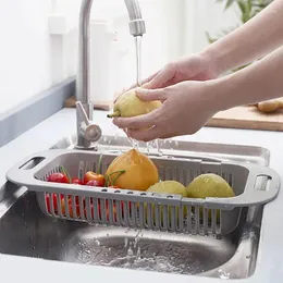 Kök förvaring justerbar maträtt tvättskål arrangör rack korg frukt bordsoptänkning dräneringsgrönsakstorkning