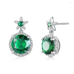 Studörhängen för kvinnor Real 925 Sterling Sier Flower Fashion Jewelry Emerald With Diamond Engagement Gift Drop Delivery DHPMV