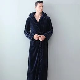 Home Clothing Autumn Winter Couple Hooded Flannel Nightgowns Thickened Extended Bathrobe Men's Women's Coral Velvet Pajamas Soft Nightwear