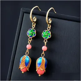 Pennaglietta in stile vintage in stile verde orecchini a sfera di fiori di fiori blu verde per perle di perle per perle accessori per gioielli dropiutici dheky