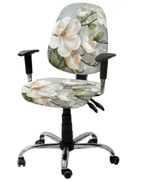 Coperture per sedia idilliaca fiori bianchi sfondo vintage elastico copertura per ufficio rimovibile seggiolino diviso