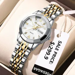 Poedagar 도착 여성 시계 금 고급 스테인리스 스틸 방수 석영 숙녀 시계 최고의 브랜드 선물 시계 Luminous 240322