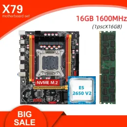 Przypadki Kllisre X79 Zestaw płyty głównej LGA 2011 Combos Xeon E5 2650 V2 CPU 1PCS x 16 GB pamięć DDR3 1600 ECC RAM