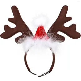 Hundebekleidung Haustier Weihnachtskopfschmuck Antlers Stirnband mit Hut Party Kopfbedeckung Welpe Kostüme Zubehör Rebedeer