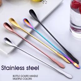 Spoons Stainless Steel Long Handle Mixing Spoon Multi Color Stirring Small Bar Bartending Tool Kitchen Drinking Flatware 2024