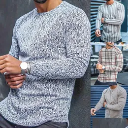 Erkek Sweaters Erkek Tişört Uzun Kollu Slim En İyi Erkekler Çizgi Ekose Baskı Sonbahar Giysileri için Damla Teslimat Giyim DHGC5