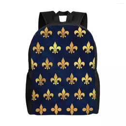 Рюкзак Royal Gold Blue Grunge Fleur de Lis рюкзаки рюкзаки Lily Flower School Bags Bags Women Men Men Book мешок пакета на 15 дюймов ноутбука