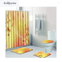 Tapetes de banho 4pcs Romântico flor Banyo paspas banheiro banheiro u tape