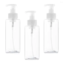 Flytande tvåldispenser 3st klara tomma pumpflaskor påfyllningsbara fyrkantiga toalettbehållare för schampo lotion 650 ml