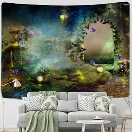 Arazzi incantati Foresta Foresta Mushroom Abeti muro appeso bohémien tapiz hippie arte decorazione