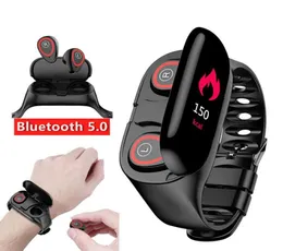 2020 2 in 1 Waterproof Smart Watch Hare Heart Monitor Bluetooth Earphone Fitness Tracker Pressione sanguigna Orologi intelligenti per Android 5129190