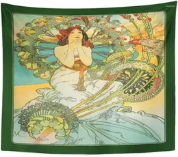 Tapestries Artwork Wall Hanging Fine Mucha Nouveau Monte French Artistic Birds Flowers Vintage Home Decor Print