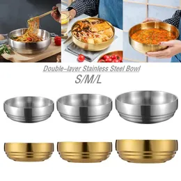 Bowls 1Pc Stainless Steel Double-layer Noodle Bowl Large-capacity Ramen Soup Container Insulated Rice Serving Dish Kitchen Tableware