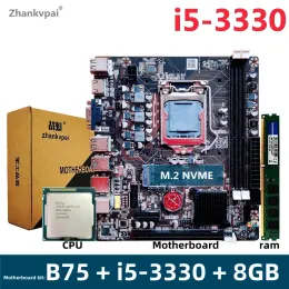اللوحات الأم B75 LGA 1155 مجموعة اللوحة الأم مع Intel Core I53330 CPU DDR3 8GB سطح المكتب Nemory Module