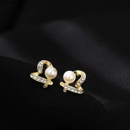 S925 Silver Needle Love Pearl Earrings