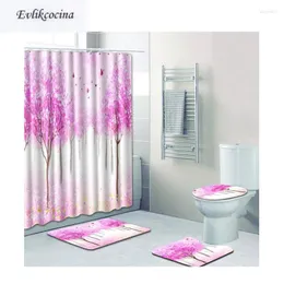 Tapetes de banho 4pcs sonho rosa mundial mundial banyo paspas banheiro banheiro conjunto de banheiro não deslizante tapis salle de bain alfombra bano