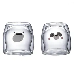 Wine Glasses 2-tier Lovely Panda Bear Innovative Beer Animal Double-layer Glass Mug Heat-resistant Double Wall Coffee Cup S