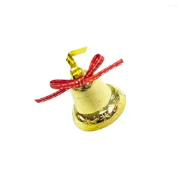 Zapasy imprezowe 18pcs plastikowe złote jingle dzwonki czerwona wstążka małe dzwonki do biżuterii