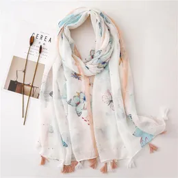 Scarves Women Kids Lovely Animal Butterfly Pattern Viscose Shawl Scarf High Quality Hijabs And Wraps Pashmina Stole Muslim Caps 180 90Cm