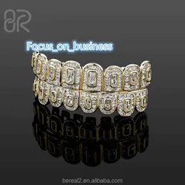 Custom Moissanite Iced Out Grillz Hot Selling Bar Radiant Cut Silver 10k 14k 18k VVS Gold Plated Hip Hop Bereal Jewelry Grillz