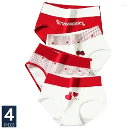 Frauenhöfen hohe Taille 4pcs/set Baumwolle Frauen Körper schlanker Unterwäsche atmungsabstimmung niedliche junge Mädchen Briefs weibliche Dessous Dessous Dessous