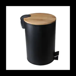 Cesti di rifiuti bidoni della spazzatura del bagno nero - bidone della spazzatura con coperchio per bagno - bidone della spazzatura da bagno in acciaio inossidabile con coperchio L46
