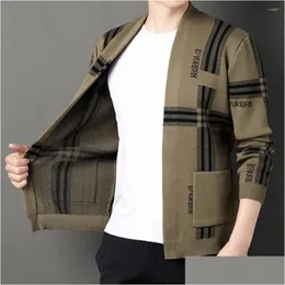 Men'S Sweaters Mens Trendy Cardigan Sweater Super Soft Men Coat Stretchy Geometric Pattern Drop Delivery Apparel Clothing Dhsi6