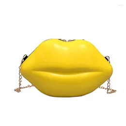 Omuz çantaları seksi dudaklar tarzı moda pu bayanlar gün debriyaj çanta zinciri çanta çanta kadın crossbody mini messenger