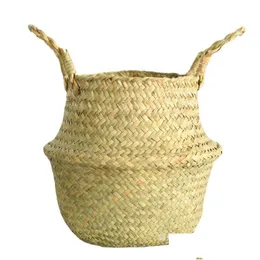 Planters Pots Bamboo Handmade Basket Foldable Planter Mtifunctional Laundry Stwork Wicker Rattan Seagrass Garden Flowerpot Drop De Dh8E4