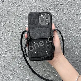 MM6Margiela Resmi Crossbody Card Telefon Kılıfı iPhone 15 14 13 12 Pro Max Hi Kalite Çantası 15Pro 14PRO 13PRO 12 Pro Plus Luxury Marka Tasarımcı Cüzdan Kılıfları Logo Kutusu