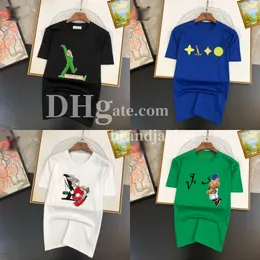 캐주얼 스트리트 탑스 럭스 리우리 편지 인쇄 테어 여름 느슨한 통기성 Tshirt 브랜드 승무원 목자 십대 커플을위한 짧은 소매