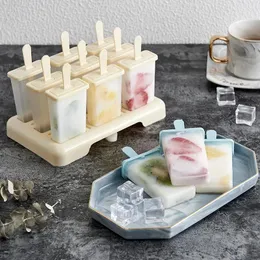Baking Moulds 9 Grid Ice Cream Popsicle Mold DIY Machine Homemade Box With Plastic Stick Ice-lolly Cube Tray Kitchen