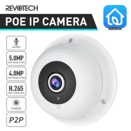 카메라 Revotech 1.7mm 어안 렌즈 실내 IP 카메라 POE HD 4MP 5MP 616P / 1080P 보안 카메라 CCTV 캠 비디오 감시 시스템