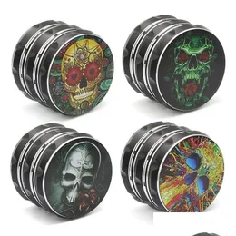 Outros acessórios para fumantes 3d Metal Herb Grinder 6M Manual Moda Skl Padrão 4 Camadas Tabaco Grinders Cores Criativas de Presente Drop De Dhze5