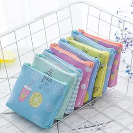 Mini Sanitär servettvattentät PU -myntväska Kreditkortshållare Tampong Pad Pouch Cosmetics Organizer förvaringspåsar Kvinnor plånböcker