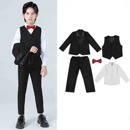 Clothing Sets Kids Toddler Boys Formal Suits Spring Autumn Long Sleeve Shirt Pants Coat Vest Solid 5PC Outfits Blazer 1-10 Years