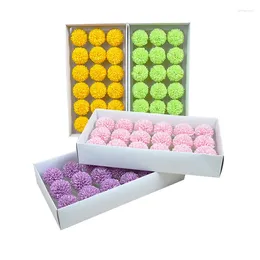 장식용 꽃 18pcs Ping Pong chrysanthemum 웨딩 가정 장식 장식 구형 부케 인공 비누 꽃