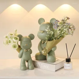 Vasos leves violência de luxo urso segurando vaso de flores decoração interna sala caseiro de casamento