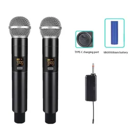 Microfones Profissional Sistema de receptor de transmissor de microfone sem fio UHF Microfone de karaokê para KTV House Party Singing Mic Mic