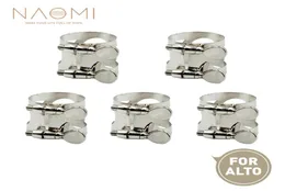 Naomi 5pcs Alto Sax Ağızlık Ligatürü Metal Ligatür Alto Saksafon için Çift Vidalı Ağızlık Gümüş Renk Yeni2449070