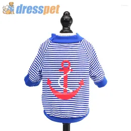 Hundekleidung Dresspet Pet Hemd für kleine Hunde hochwertige Marine XS-L Blau/rotes T-Shirt Sommerkleidung Baumwolle gestreifte Weste Chihuahua