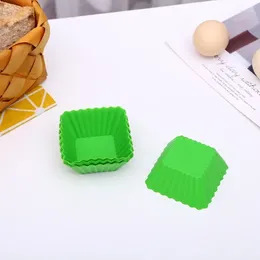 Backformen 12 pcs/Pack gemischte Farbe Rechteckform Mini Silikon Muffin Cupcake Formbackschachtel Maker Formschale Schalter Formwerkzeuge