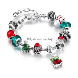 Charm Bracelets 2023 Christmas Jewelry With Santa Claus Tree Beads Leather Chain Fine For Women Kids Gift Drop Delivery Dhgzf