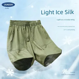 Calças masculinas En American Ice Silk Work Shorts Summer Summer Fin Quick Performance Desempenho Médio e Cool 5/4