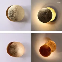 Lâmpada de parede conceito de lua eclipse solar para a sala decoração vintage luzes led arestas de corredor escadas de estude de estudo de cama à cabeceira