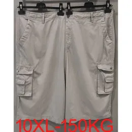 Shorts maschile estate plus size 10xl cortometraggi 100% cotone pantaloni a vita alta tasca da uomo con pantaloni da spiaggia con cerniera 9xl 10xl 150 kg 46 50 J240407