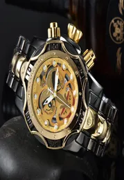 Mężczyzny kwarcowy kalendarz zegarek Invicto Reserve Bolt Zeus Osobowość Duża wybór wodoodpornego stalowego opaski Kluczowy Świat Time4508743