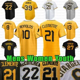 Custom Roberto Clemente Andrew 22 McCutchen Baseball Trikot Barry Bonds Oneil Cruz Ke'bryan Hayes Bryan Reynolds Ji-Hwan Bae Aroldis Chapman Mitch Keller Connor Joe